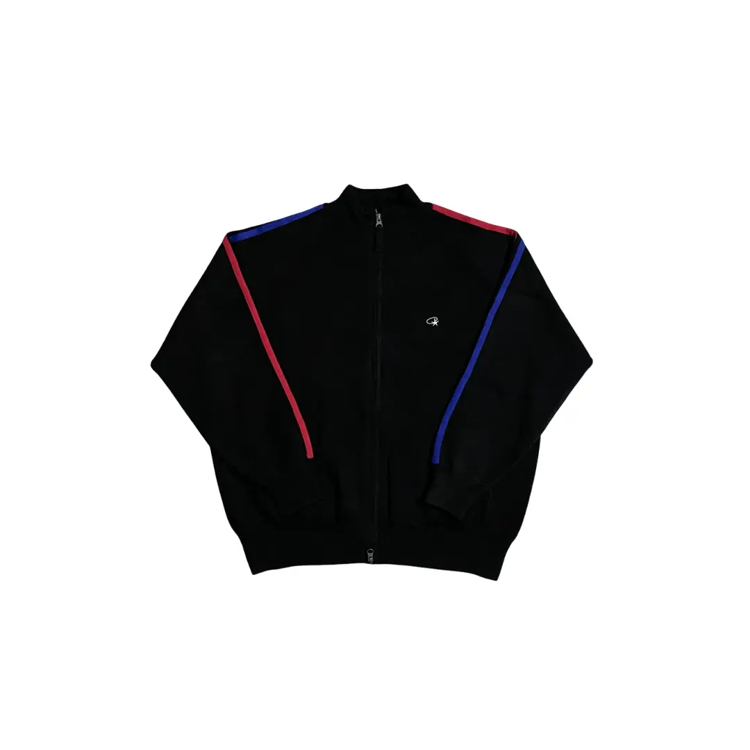 Corteiz VVS Knit Zip Black Red Blue Stripes