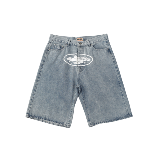 Corteiz Alcatraz Denim Shorts Blue