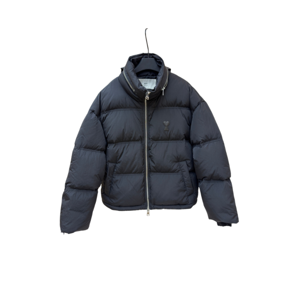 Ami Paris De Coeur Down Puffer Jacket With Signature Black Monogram