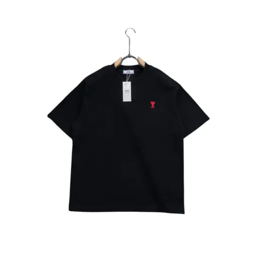 Ami Paris De Coeur Organic Cotton Jersey T Shirt Black