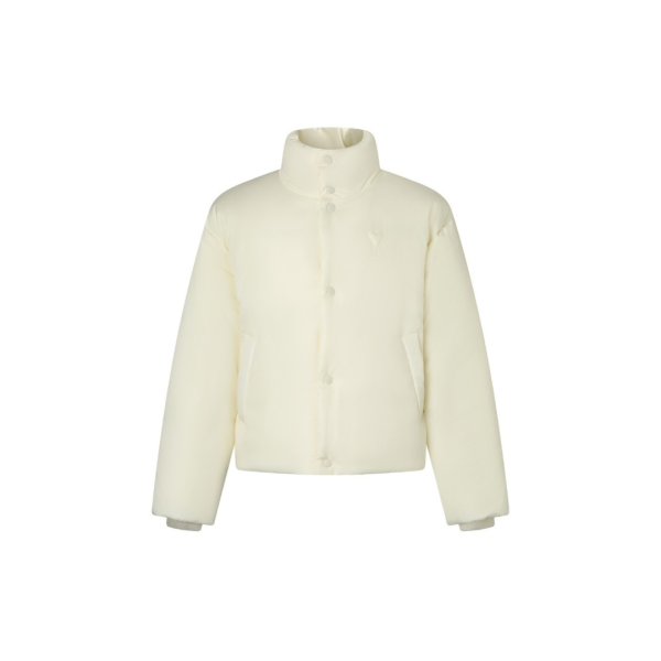Ami Paris Ami De Coeur Puffer Jacket Cream Nylon