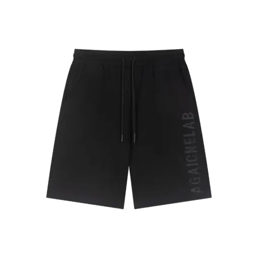Balenciaga Logo Print Cotton Black Shorts Black Monogram