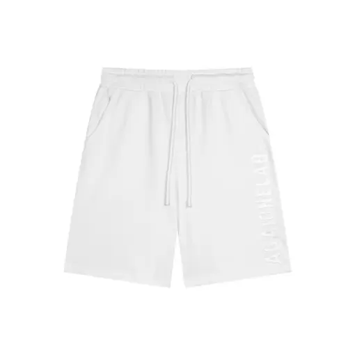Balenciaga Logo Print Cotton Shorts White Monogram