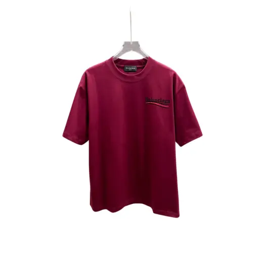 Balenciaga Short Sleeved T Shirt Maroon