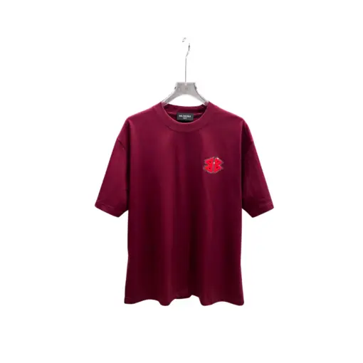 Balenciaga Short Sleeved T Shirt Maroon