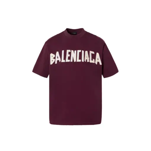 Balenciaga Tape Type Medium Fit T Shirt Faded Maroon