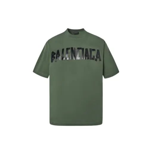 Balenciaga Tape Type Medium Fit T Shirt Faded Olive Green