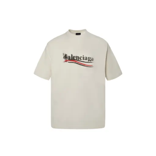 Balenciaga Short Sleeve Stencil T-Shirt Cream