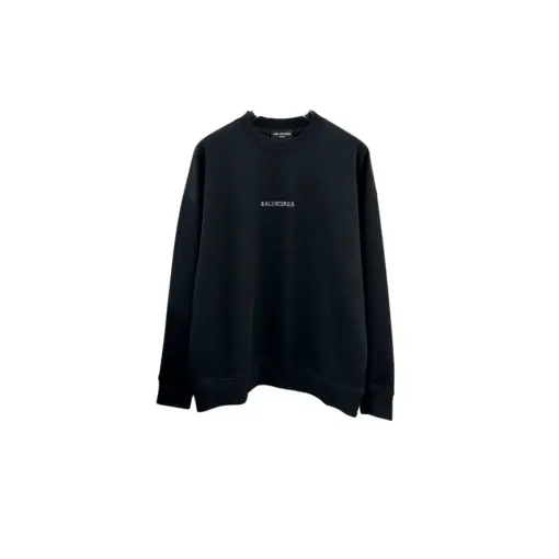 Balenciaga Small Text Logo Black Oversized Sweater