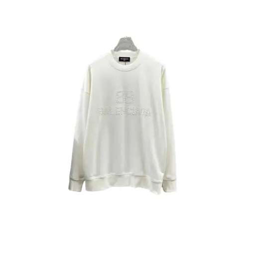 Balenciaga Oversized Full White Sweater With Monogram