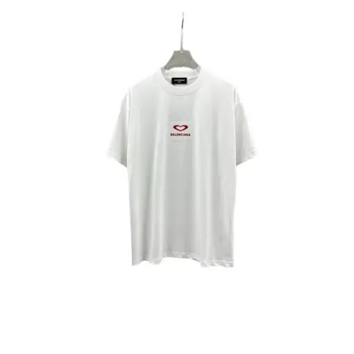 Balenciaga Short Sleeve Heart Shape T Shirt White