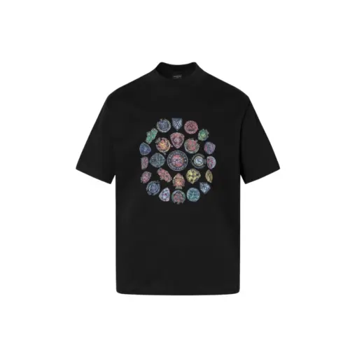 Balenciaga T Shirt Faded Washed Black With Symbol Monogram
