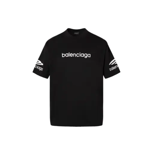 Balenciaga Short Sleeve T Shirt Black With Logo White