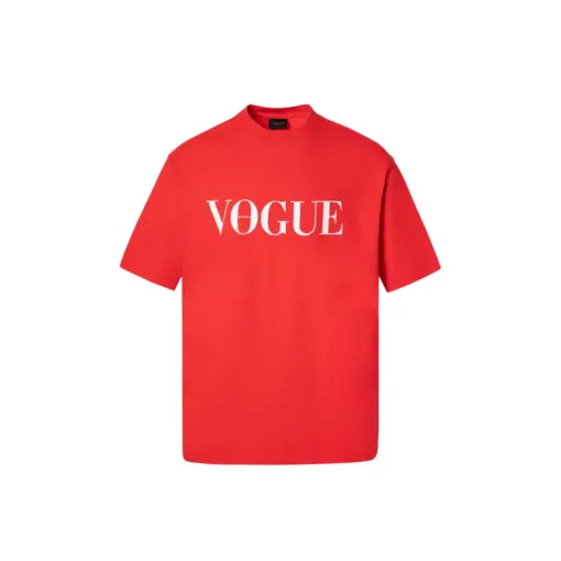 Balenciaga Short Sleeve Vogue Paris T Shirt Red