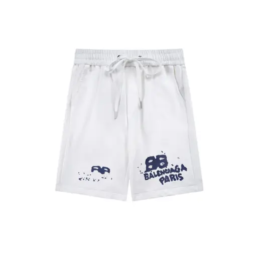 Balenciaga Shorts White With Black BB Monogram