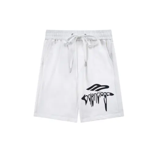 Balenciaga Shorts White With Black Monogram