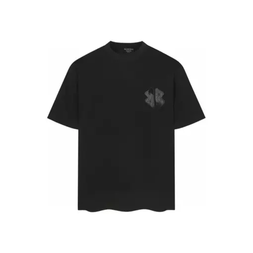 Balenciaga Fit Black T Shirt With BB Monogram