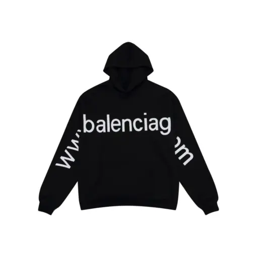 Balenciaga Hoodie Black With White Name Texted