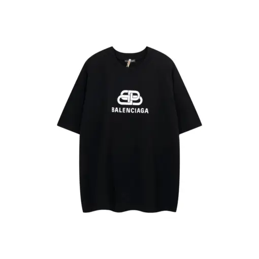Balenciaga Oversized Black T Shirt With BB White Monogram