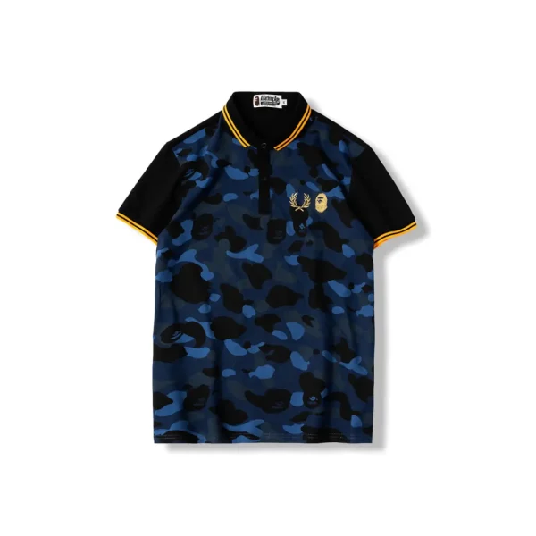 BAPE Patchwork Polo Short Sleeved T Shirt Blue