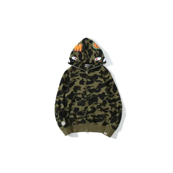 BAPE Classic Shark Head Terry Full Zip Hoodie Green