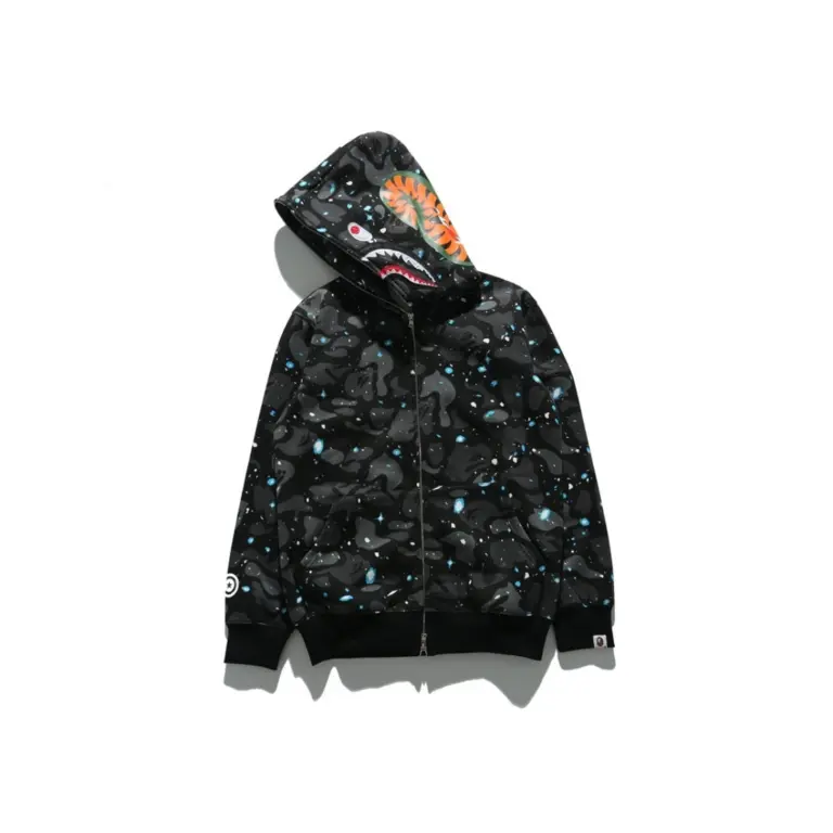 BAPE Shark Head Camouflage Full Zip Hoodie Black