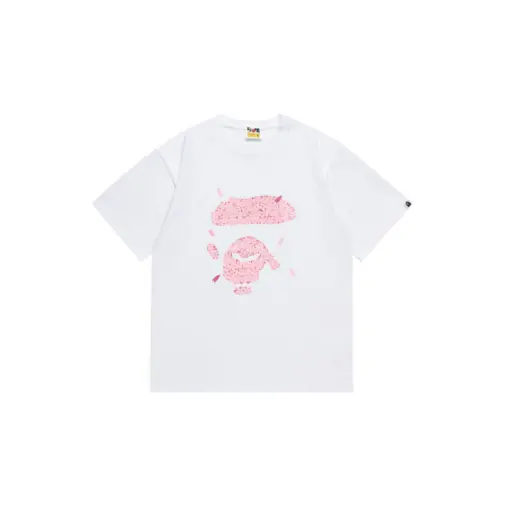 BAPE Pink Ape Monogram T Shirt White