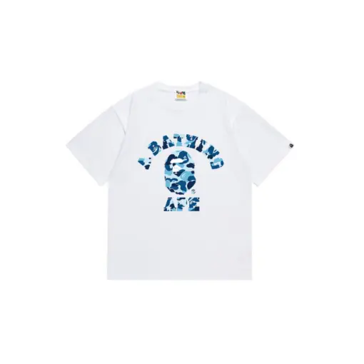 BAPE A Bathing Ape Light Blue Monogram T Shirt White