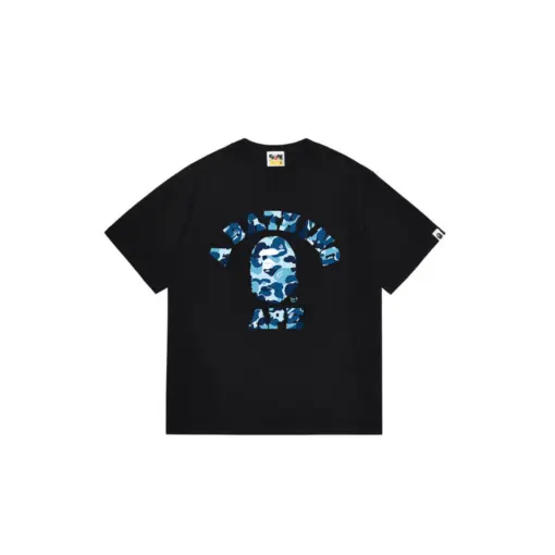 BAPE A Bathing Ape Light Blue Monogram T Shirt Black