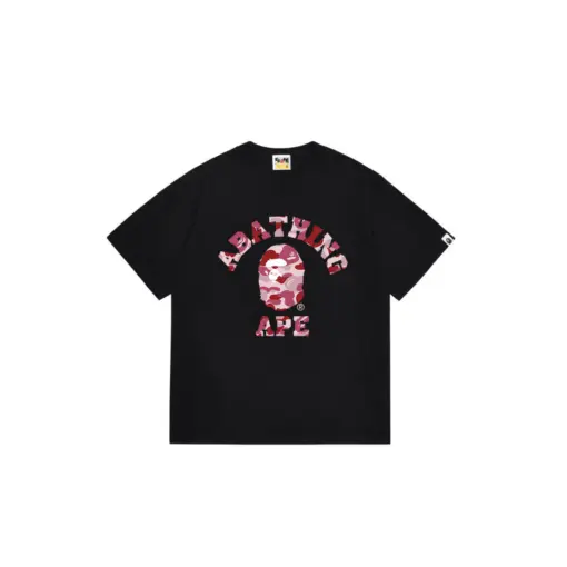 BAPE A Bathing Ape Light Pink Monogram T Shirt Black