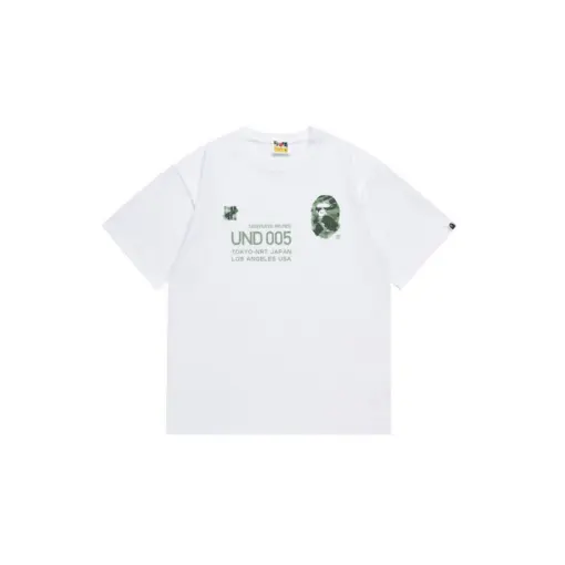 BAPE A Bathing Ape Undefeated Green Logo Design T Shirt White
