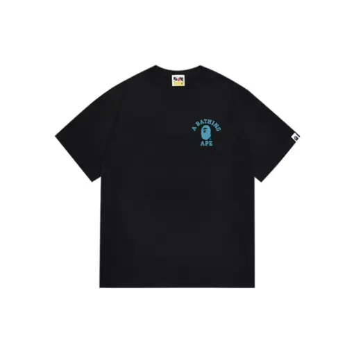 BAPE A Bathing Ape Blue Logo T Shirt Black