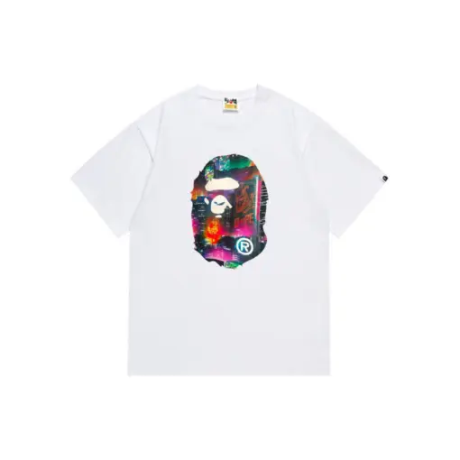 BAPE A Bathing Ape T Shirt White With Cyber Neon Monogram
