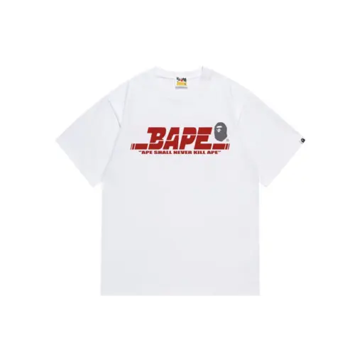 BAPE A Bathing Ape T Shirt White With Red Bape Text