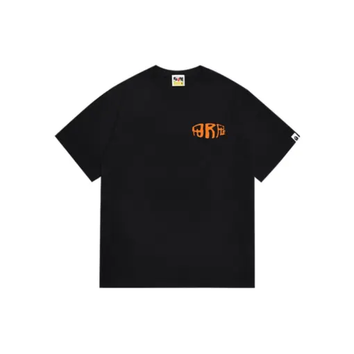 BAPE Purple Brand T Shirt Black With Orange Stack