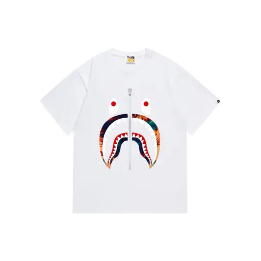 BAPE Multi Camo Shark Face T Shirt White