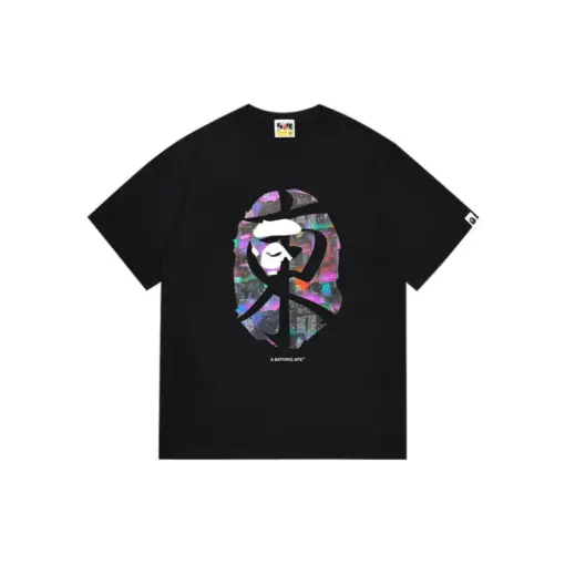 BAPE A Bathing Ape Neon Monogram T Shirt Black