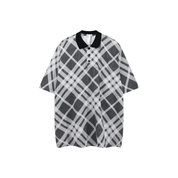 Burberry Cheack Harrington Polo T Shirt Dark Gray