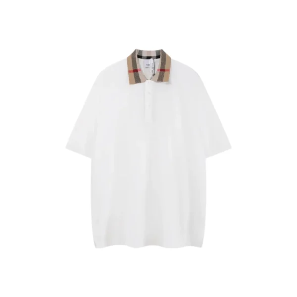 Burberry Cheack Harrington Polo T Shirt White