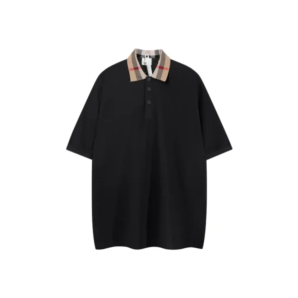Burberry Cheack Harrington Polo T Shirt Black