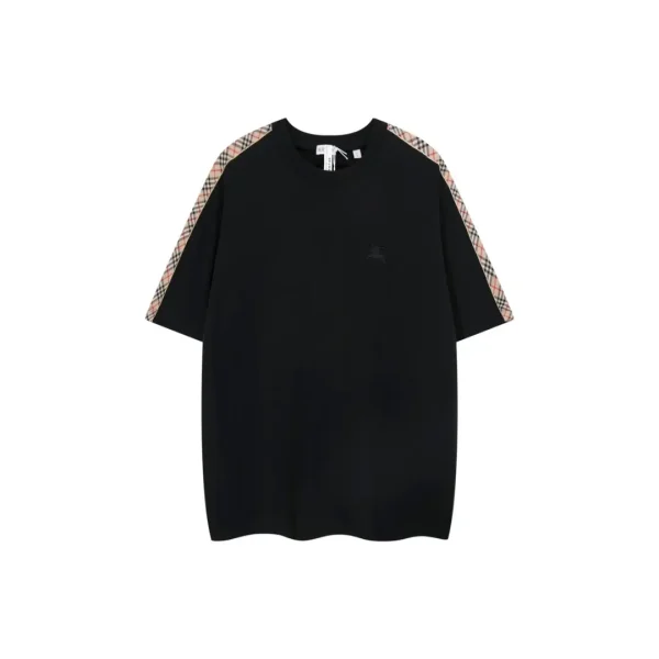 Burberry Check Trim Cotton T Shirt Archive Black