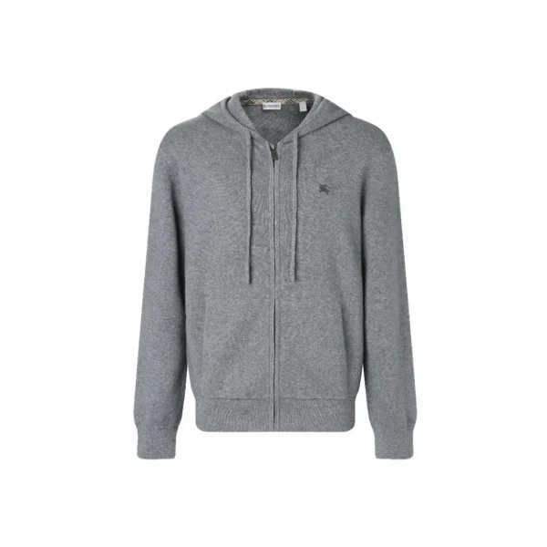 Burberry Zipper Gray Hooded Jacket Hoodie