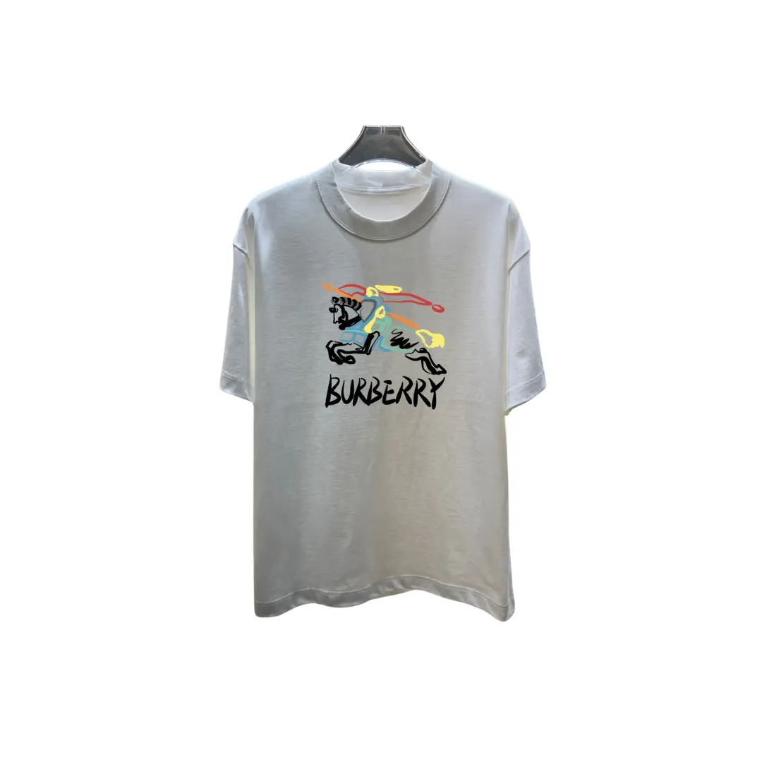 Burberry Equestrian Knight Design Cotton T Shirt White