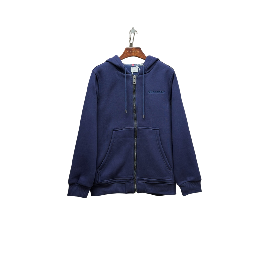 Burberry Zipper Hooded Hoodie Jacket Navy Blue