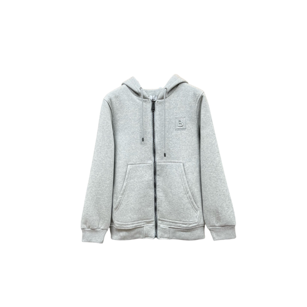 Burberry Zipper Hooded Hoodie Gray