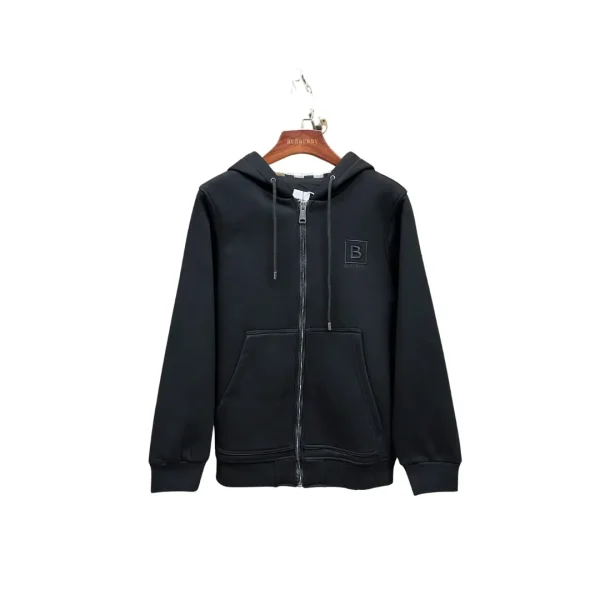 Burberry Zipper Hooded Hoodie Black