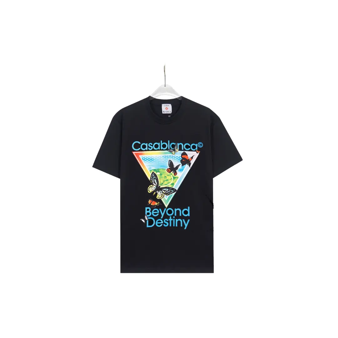 CASABLANCA Beyond Destiny Butterfly Printed T Shirt Black