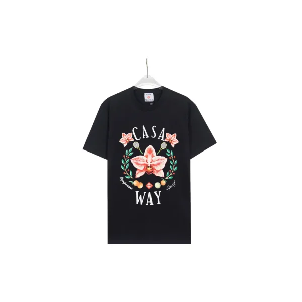 CASABLANCA Flower Logo Printed T Shirt Black