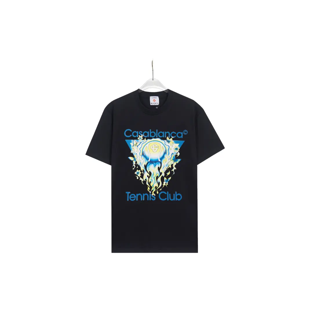 CASABLANCA Tennis Ball Logo T Shirt Black