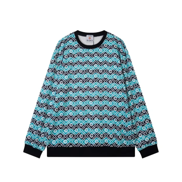 Casablanca Monogram Mohair Blend Crewneck Black Mint Green Sweatshirt